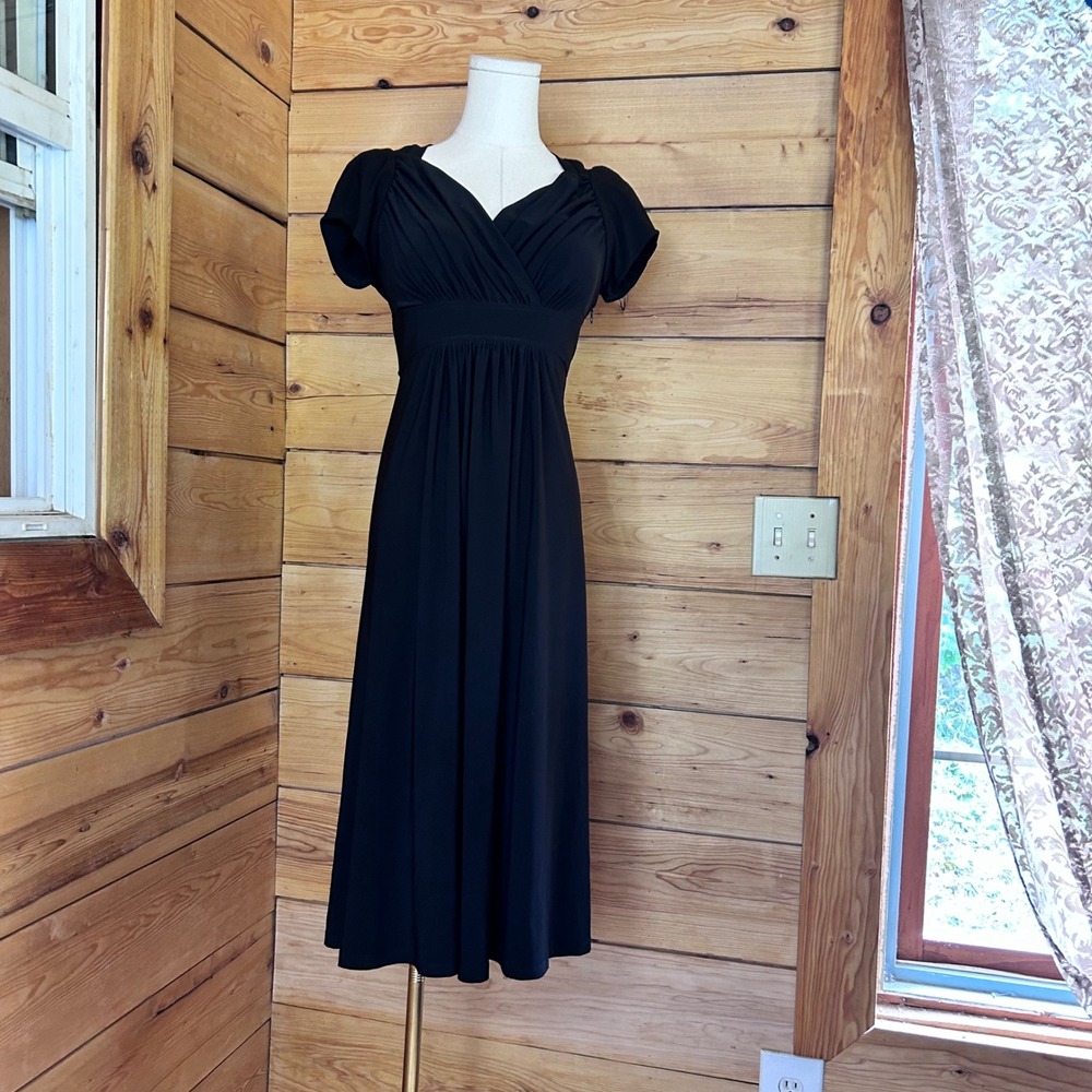 Vintage Slinky Knit Dress Women Size 6 Black Liquid Jersey Jones New York